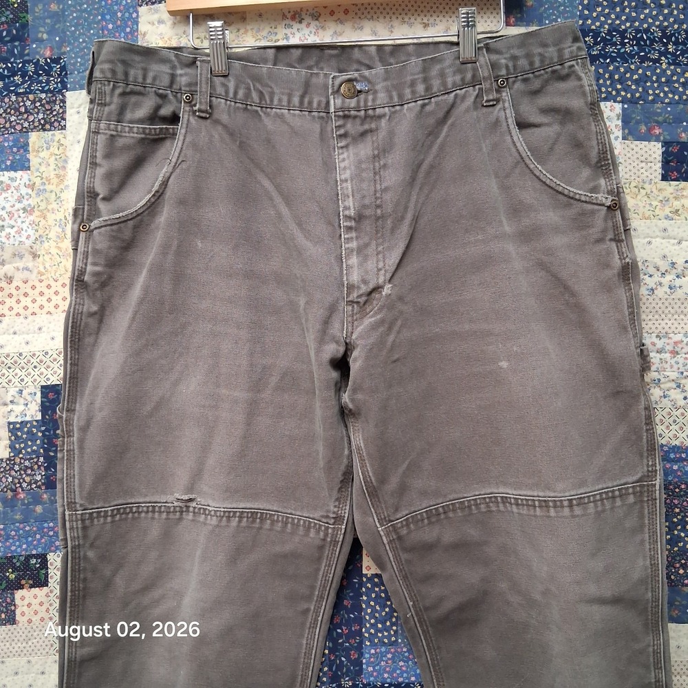 Lakin McKey Mens 38x30 Gray Duck Canvas Double Knee Carpenter Work Pants